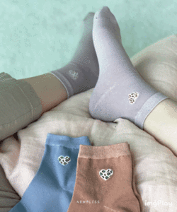 레오파트 미니하트 단목양말 Leopard Printed Mini-heart Short-neck sock